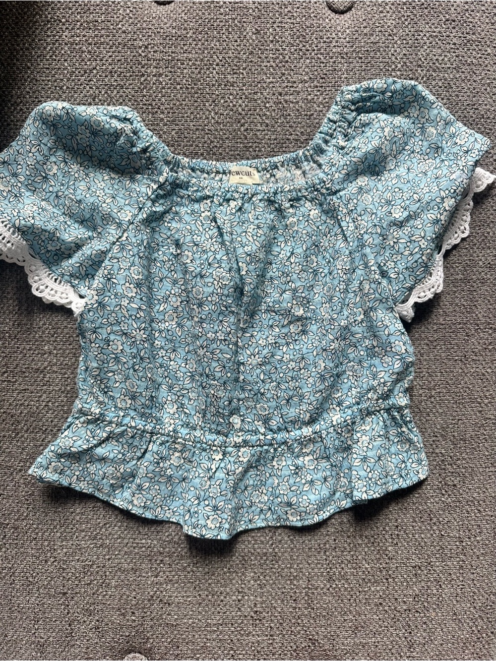 Crewcuts Blue Floral Ruffle Peplum Top 4/5